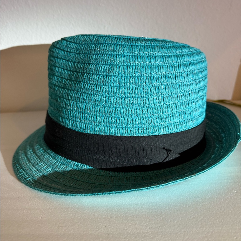 Turquoise Hat with Black Band